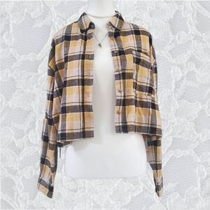 Cropped yellow and black flannel
